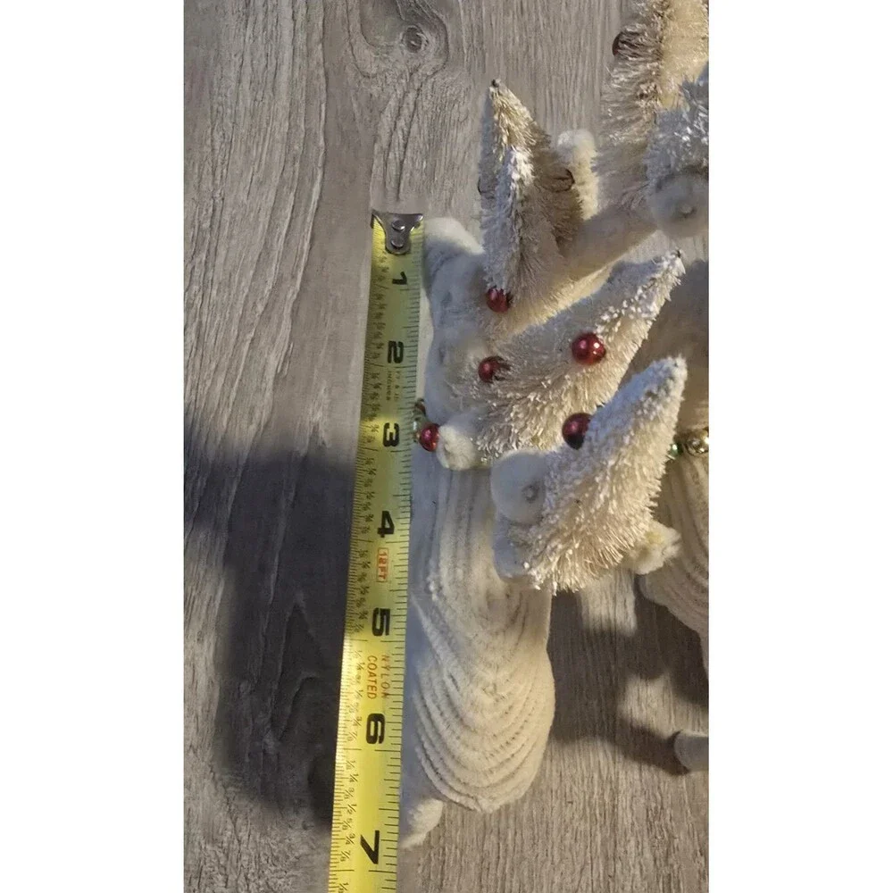 3~ Pottery Barn Chenille Reindeer Christmas bottle brush trees on Antlers
